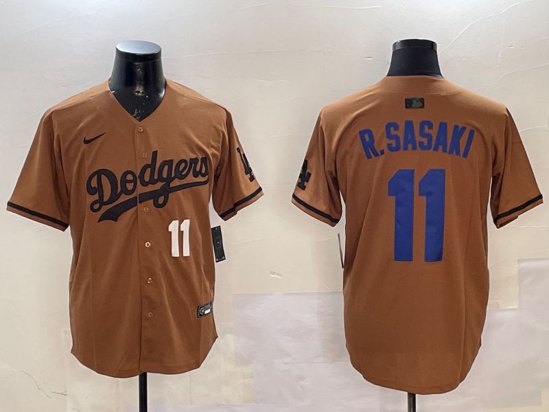 Men Los Angeles Dodgers 11 R.Sasaki Brown Fashion Game 2025 Nike MLB Jersey style 4